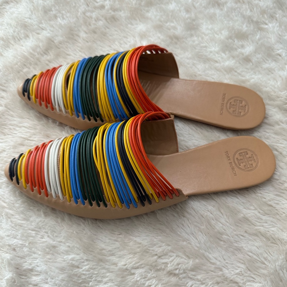 Tory Burch Sienna colorful vachetta Slide mestico size 9.5 - Picture 6 of 7